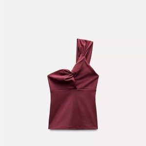 Zara Stretchy Asymmetric Burgundy Top Cutout Medium